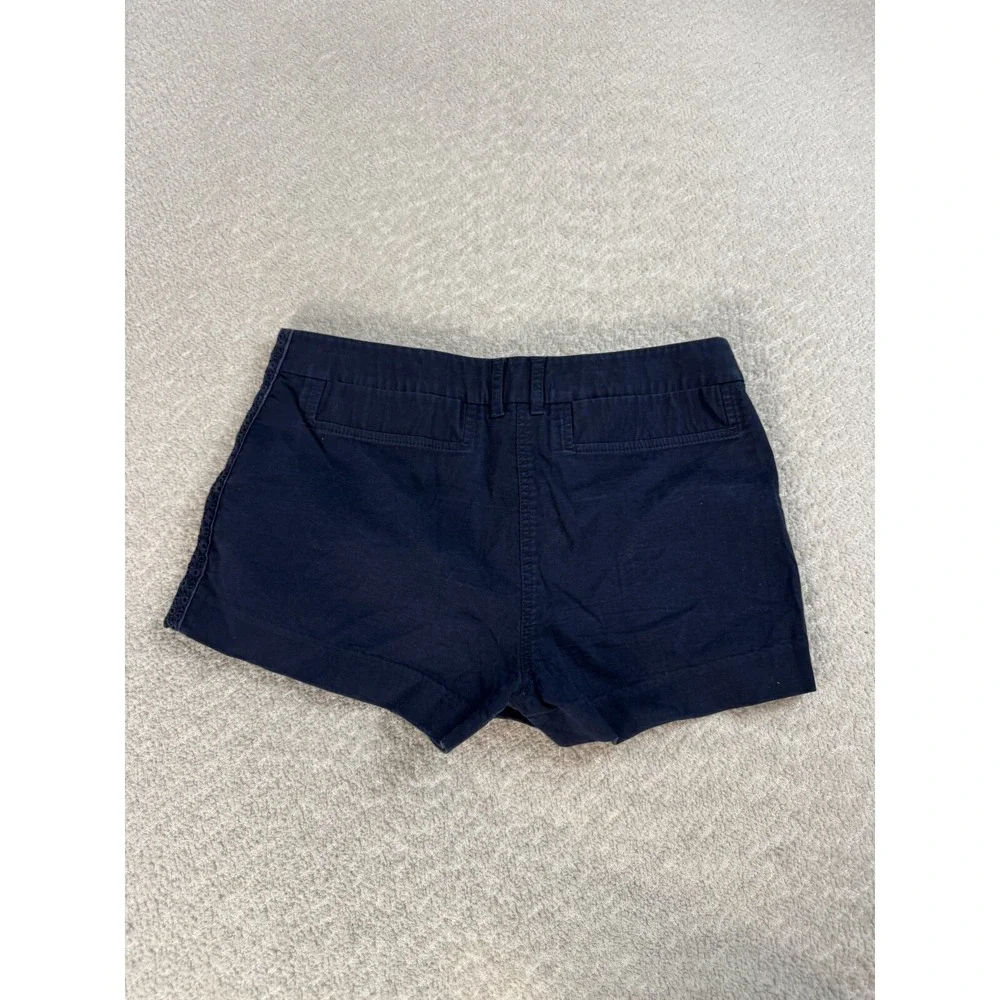 Tory Burch‎ Womens Soft Deep Blue Chino Shorts Crocheted Sides Cotton Size 6